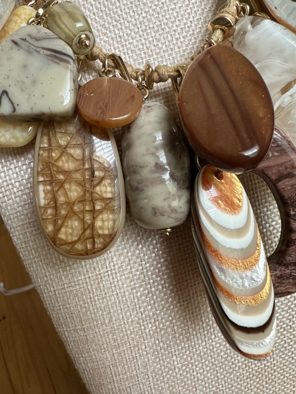 Chico's Multi-Stone Pendant Necklace in Beige, Cream and Brown - Picture 2 of 10